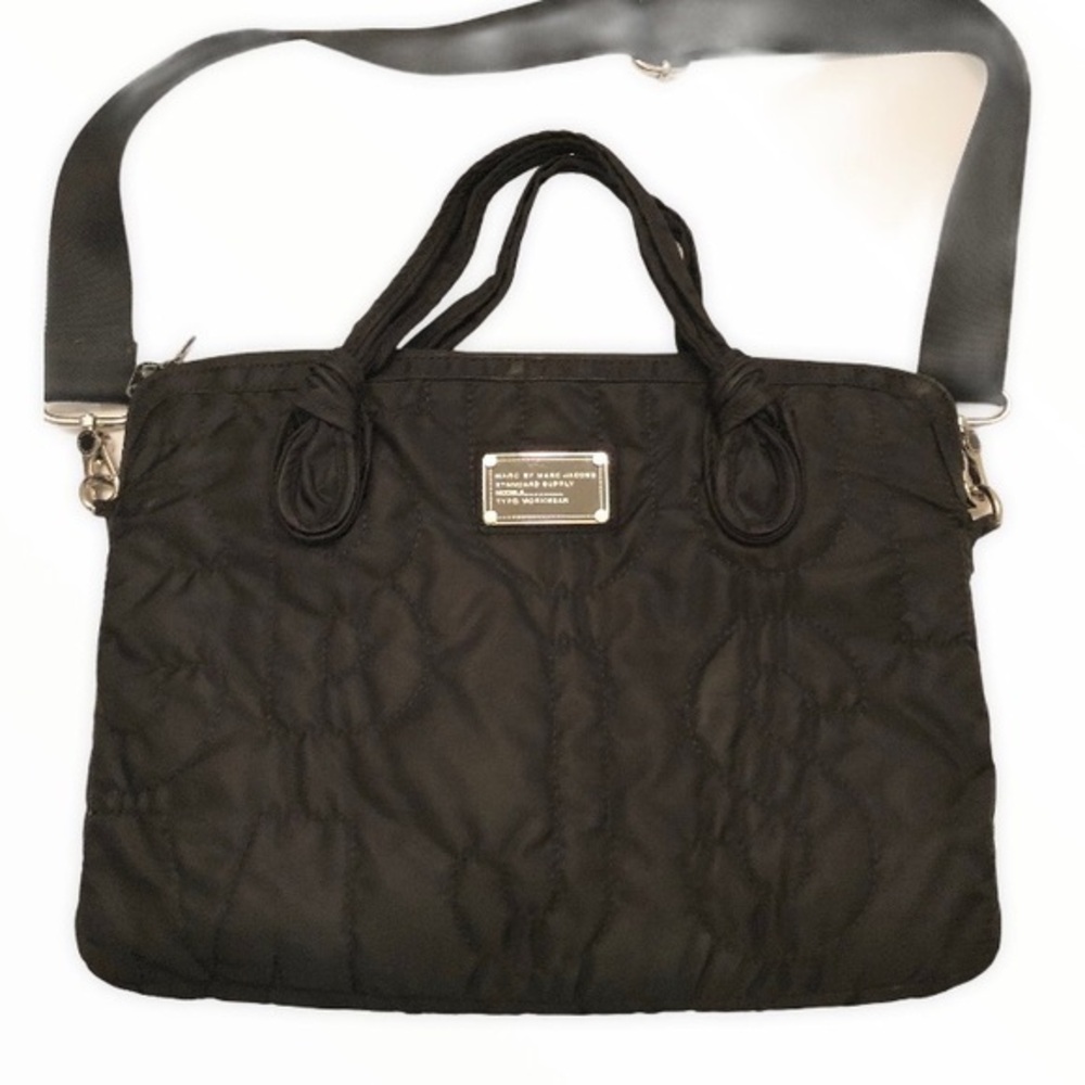 Marc by Marc Jacobs black quilted laptop bag case